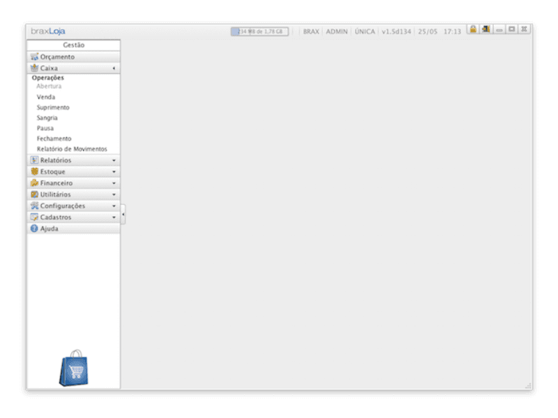 Tela Principal do Sistema braxLoja
